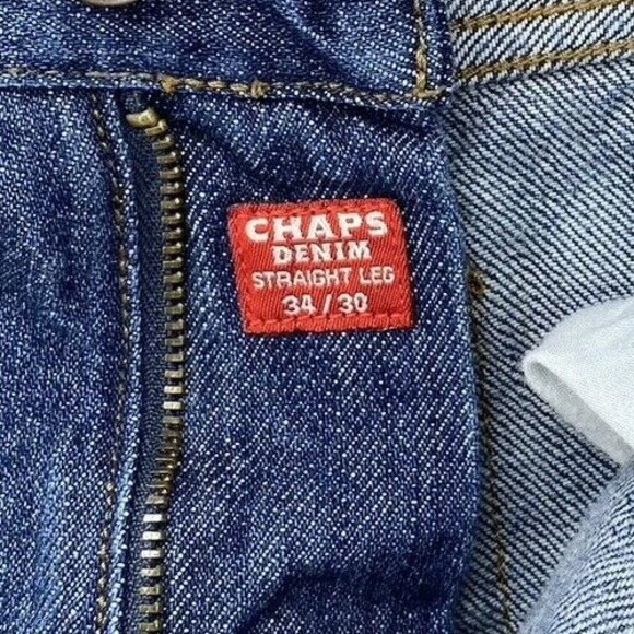 Chaps Jeans Mens Size 34X30 Mid Rise Straight Fit Medium Wash  Cotton Denim Blue - Picture 12 of 15